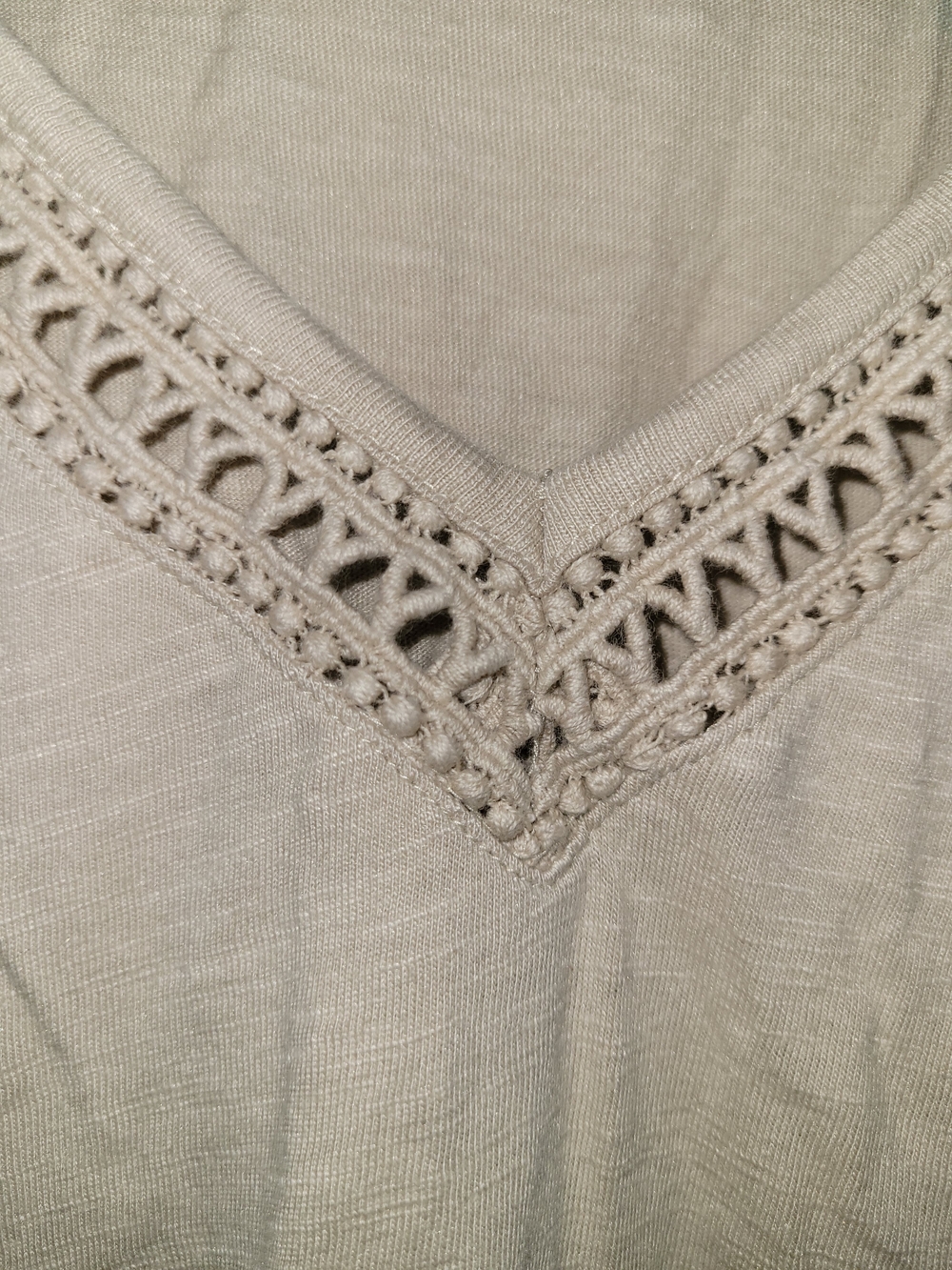 JM Collection Cream Crochet-Trim V-Neck Tunic - Picture 3 of 5